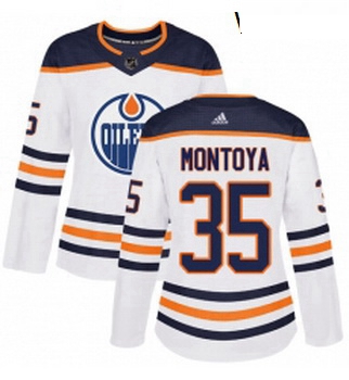 Womens Adidas Edmonton Oilers 35 Al Montoya Authentic White Away NHL Jersey