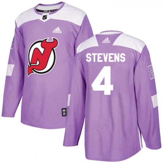 Youth Adidas New Jersey Devils 4 Scott Stevens Authentic Purple Fights Cancer Practice NHL Jersey