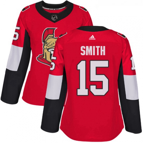 Womens Adidas Ottawa Senators 15 Zack Smith Authentic Red Home NHL Jersey