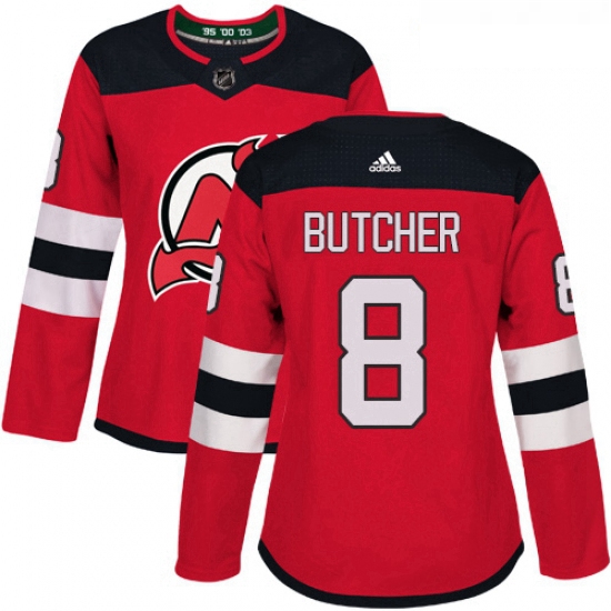 Womens Adidas New Jersey Devils 8 Will Butcher Authentic Red Hom