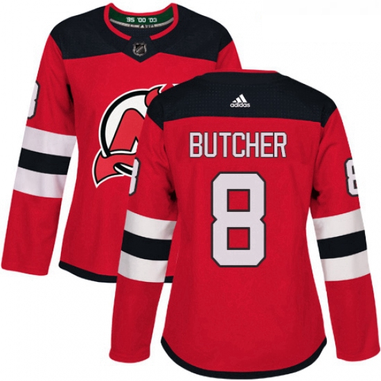 Womens Adidas New Jersey Devils 8 Will Butcher Authentic Red Home NHL Jersey