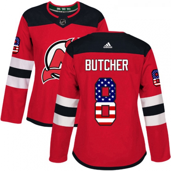 Womens Adidas New Jersey Devils 8 Will Butcher Authentic Red USA