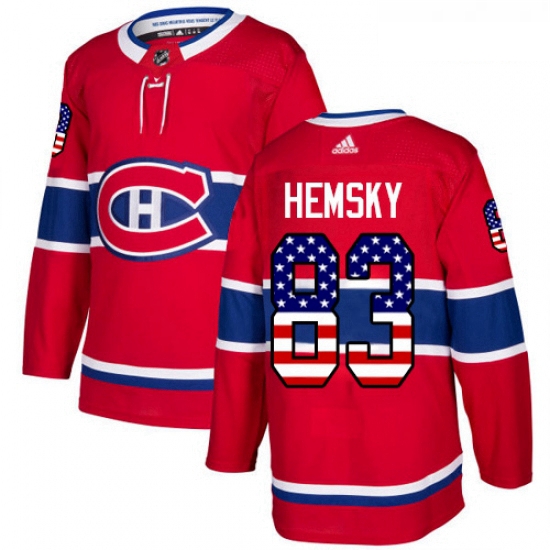 Youth Adidas Montreal Canadiens 83 Ales Hemsky Authentic Red USA Flag Fashion NHL Jersey