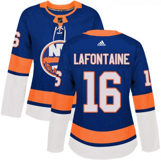 Womens Adidas New York Islanders 16 Pat LaFontaine Authentic Royal Blue Home NHL Jersey