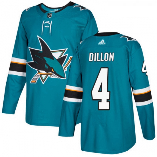 Youth Adidas San Jose Sharks 4 Brenden Dillon Authentic Teal Green Home NHL Jersey