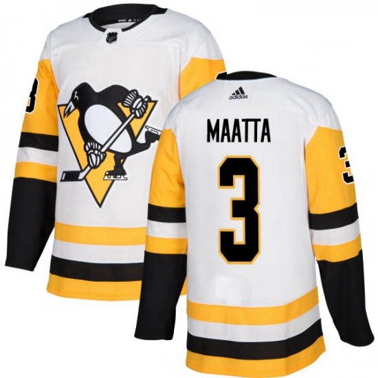 Youth Adidas Pittsburgh Penguins 3 Olli Maatta Authentic White Away NHL Jersey