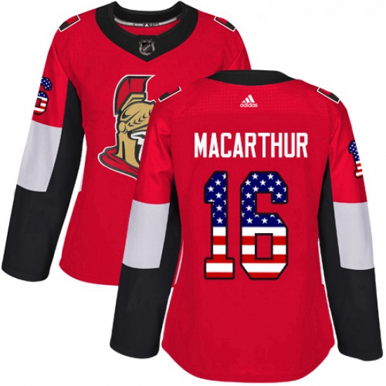 Womens Adidas Ottawa Senators 16 Clarke MacArthur Authentic Red USA Flag Fashion NHL Jersey