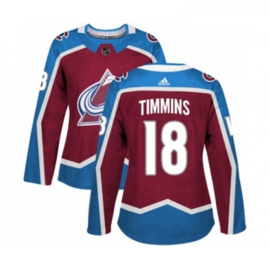 Womens Adidas Colorado Avalanche 18 Conor Timmins Premier Burgundy Red Home NHL Jersey