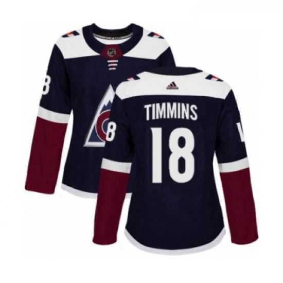 Womens Adidas Colorado Avalanche 18 Conor Timmins Premier Navy Blue Alternate NHL Jersey