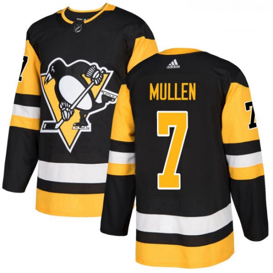 Youth Adidas Pittsburgh Penguins 7 Joe Mullen Authentic Black Home NHL Jersey