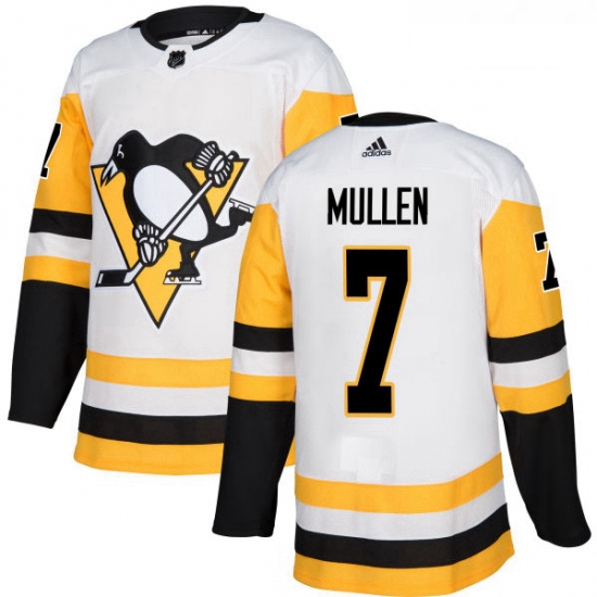 Youth Adidas Pittsburgh Penguins 7 Joe Mullen Authentic White Away NHL Jersey