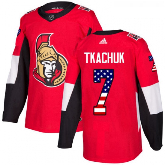 Youth Adidas Ottawa Senators 7 Brady Tkachuk Authentic Red USA Flag Fashion NHL Jersey