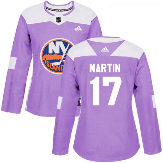 Womens Adidas New York Islanders 17 Matt Martin Authentic Purple Fights Cancer Practice NHL Jersey