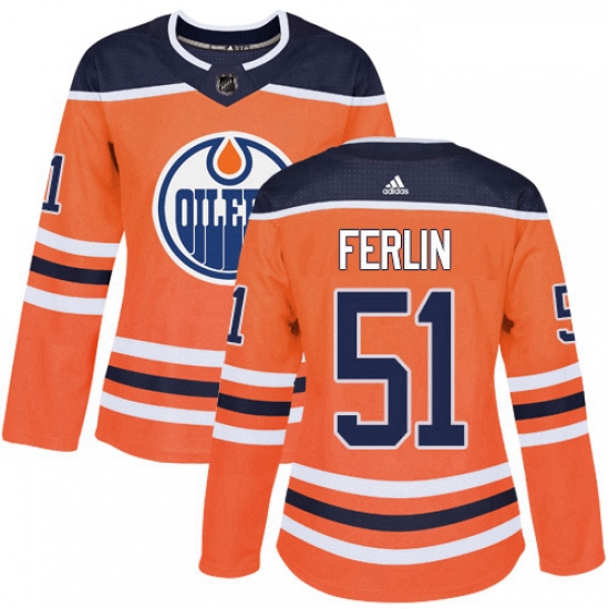 Womens Adidas Edmonton Oilers 51 Brian Ferlin Authentic Orange Home NHL Jersey