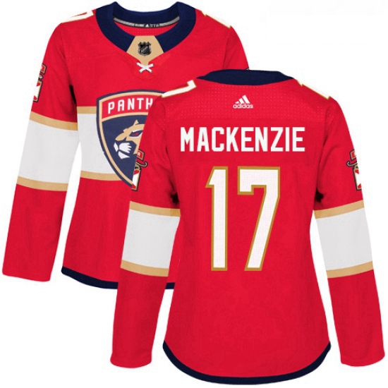 Womens Adidas Florida Panthers 17 Derek MacKenzie Authentic Red Home NHL Jersey