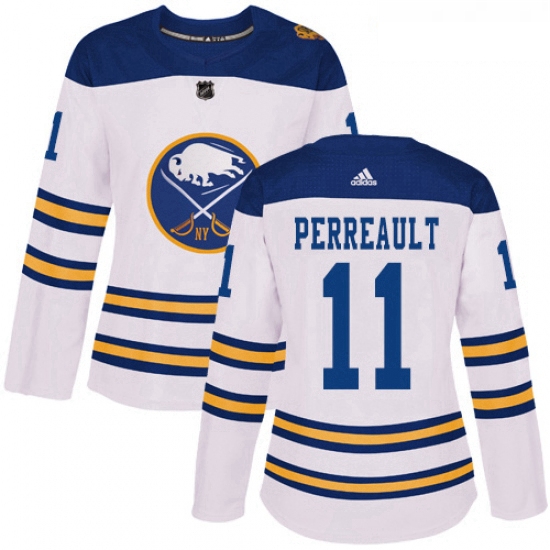 Womens Adidas Buffalo Sabres 11 Gilbert Perreault Authentic Whit