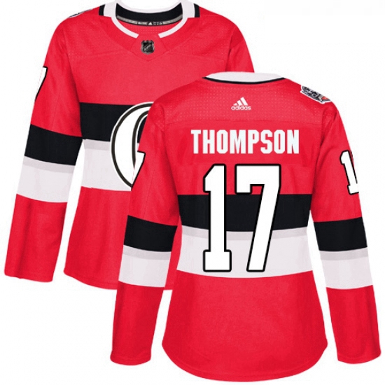 Womens Adidas Ottawa Senators 17 Nate Thompson Authentic Red 201