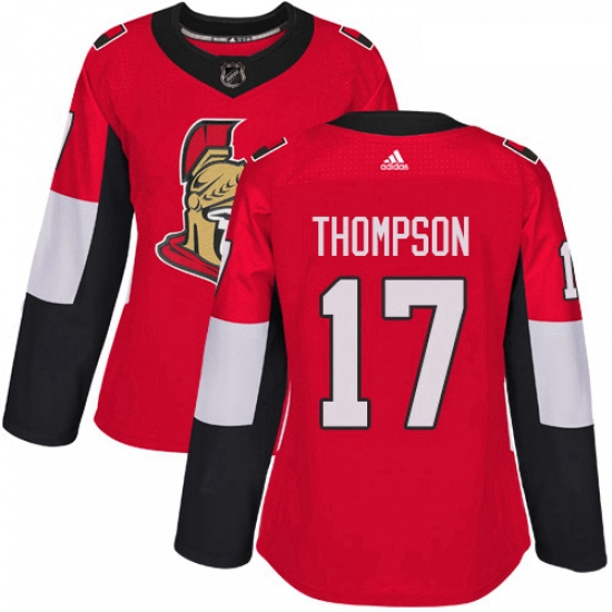 Womens Adidas Ottawa Senators 17 Nate Thompson Authentic Red Home NHL Jersey