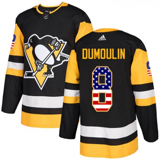 Youth Adidas Pittsburgh Penguins 8 Brian Dumoulin Authentic Black USA Flag Fashion NHL Jersey