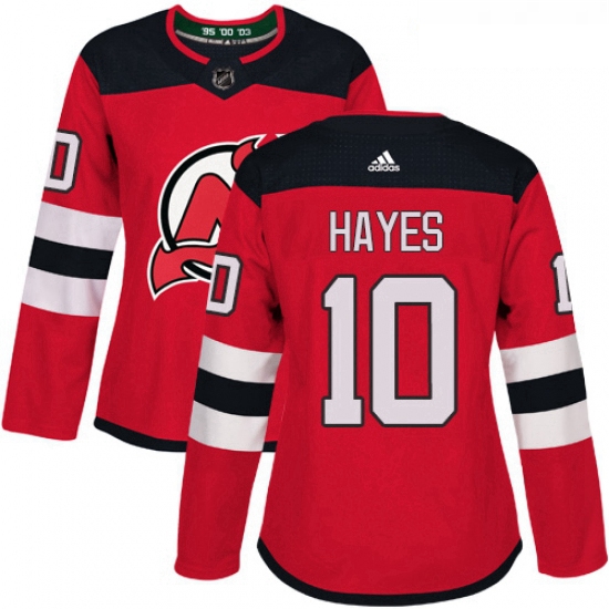 Womens Adidas New Jersey Devils 10 Jimmy Hayes Authentic Red Hom