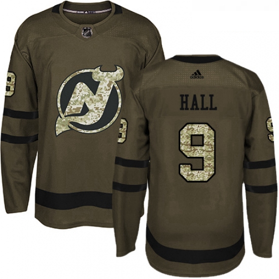 Youth Adidas New Jersey Devils 9 Taylor Hall Authentic Green Salute to Service NHL Jersey