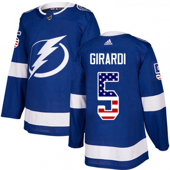 Youth Adidas Tampa Bay Lightning 5 Dan Girardi Authentic Blue USA Flag Fashion NHL Jersey