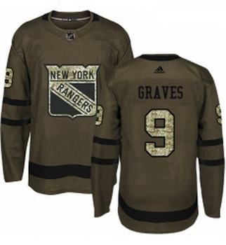 Youth Adidas New York Rangers 9 Adam Graves Authentic Green Salute to Service NHL Jersey