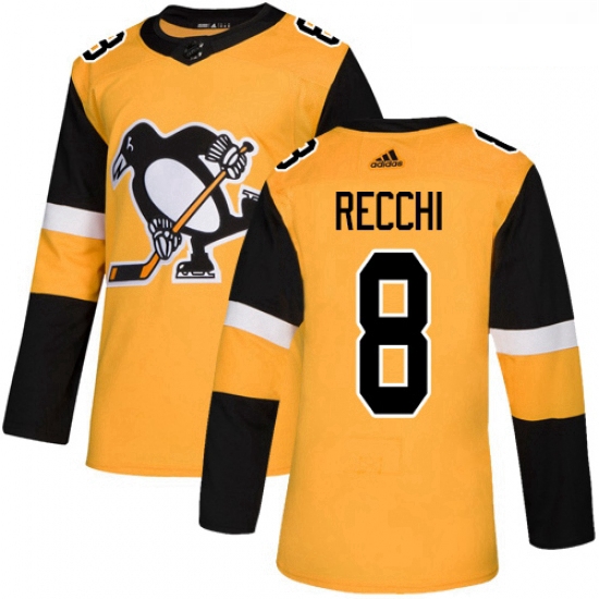 Youth Adidas Pittsburgh Penguins 8 Mark Recchi Authentic Gold Alternate NHL Jersey