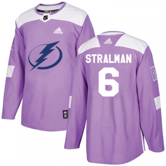 Youth Adidas Tampa Bay Lightning 6 Anton Stralman Authentic Purple Fights Cancer Practice NHL Jersey