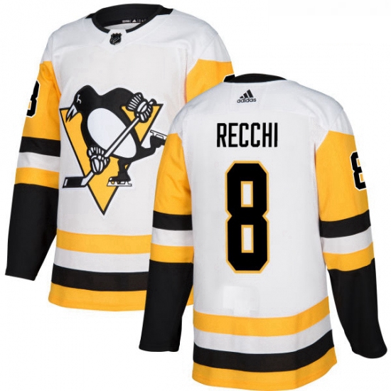 Youth Adidas Pittsburgh Penguins 8 Mark Recchi Authentic White Away NHL Jersey