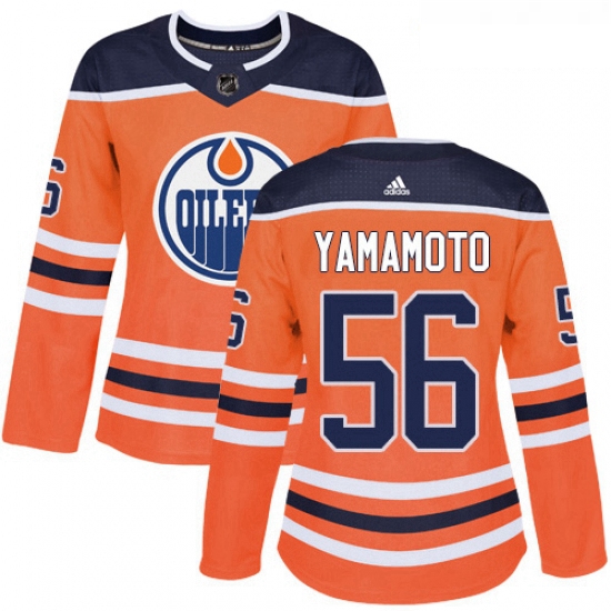 Womens Adidas Edmonton Oilers 56 Kailer Yamamoto Authentic Orange Home NHL Jersey