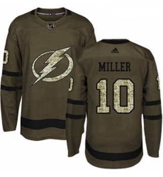 Youth Adidas Tampa Bay Lightning 10 JT Miller Authentic Green Salute to Service NHL Jersey