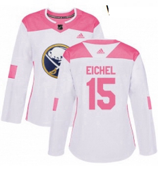 Womens Adidas Buffalo Sabres 15 Jack Eichel Authentic WhitePink Fashion NHL Jersey