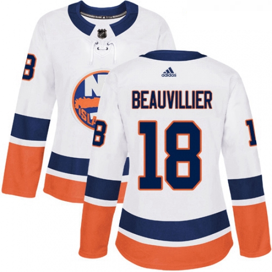 Womens Adidas New York Islanders 18 Anthony Beauvillier Authentic White Away NHL Jersey