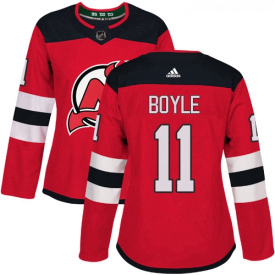 Womens Adidas New Jersey Devils 11 Brian Boyle Authentic Red Home NHL Jersey