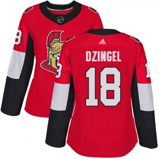 Womens Adidas Ottawa Senators 18 Ryan Dzingel Authentic Red Home NHL Jersey