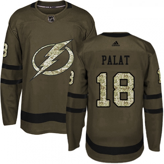 Youth Adidas Tampa Bay Lightning 18 Ondrej Palat Authentic Green Salute to Service NHL Jersey