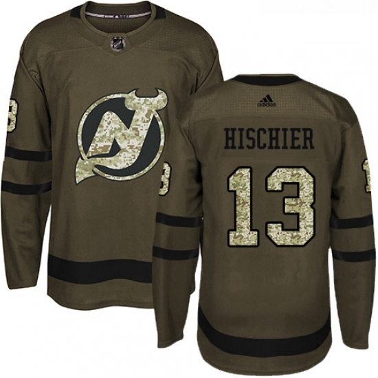 Youth Adidas New Jersey Devils 13 Nico Hischier Authentic Green 