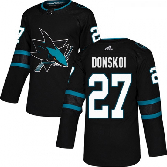 Youth Adidas San Jose Sharks 27 Joonas Donskoi Premier Black Alternate NHL Jersey