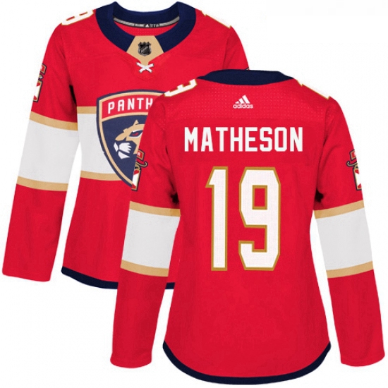 Womens Adidas Florida Panthers 19 Michael Matheson Authentic Red Home NHL Jersey