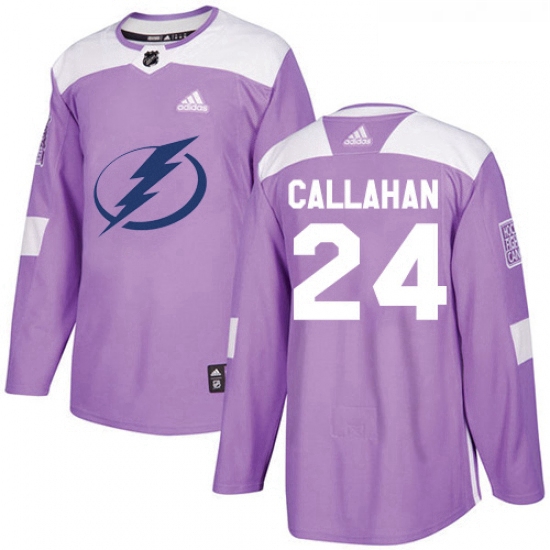 Youth Adidas Tampa Bay Lightning 24 Ryan Callahan Authentic Purple Fights Cancer Practice NHL Jersey