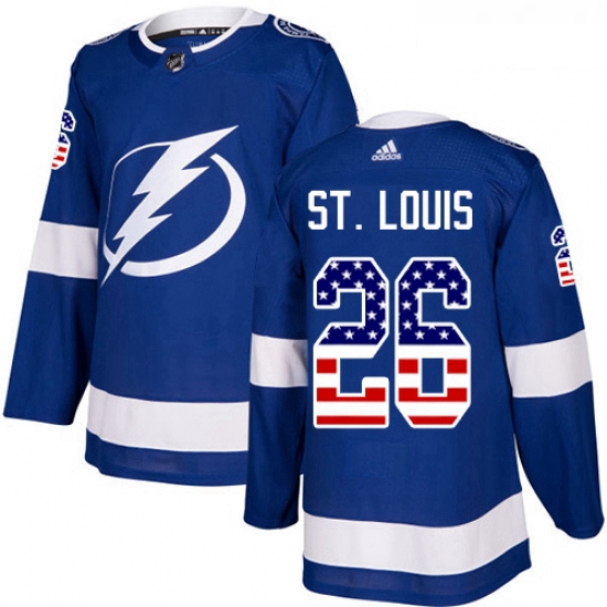 Youth Adidas Tampa Bay Lightning 26 Martin St Louis Authentic Blue USA Flag Fashion NHL Jersey