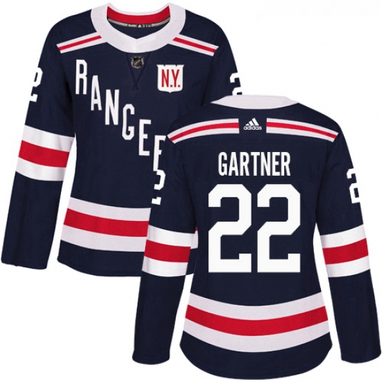 Womens Adidas New York Rangers 22 Mike Gartner Authentic Navy Blue 2018 Winter Classic NHL Jersey