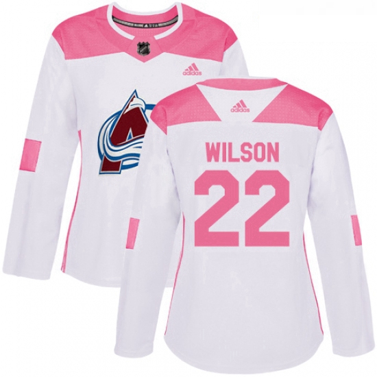 Womens Adidas Colorado Avalanche 22 Colin Wilson Authentic WhitePink Fashion NHL Jersey