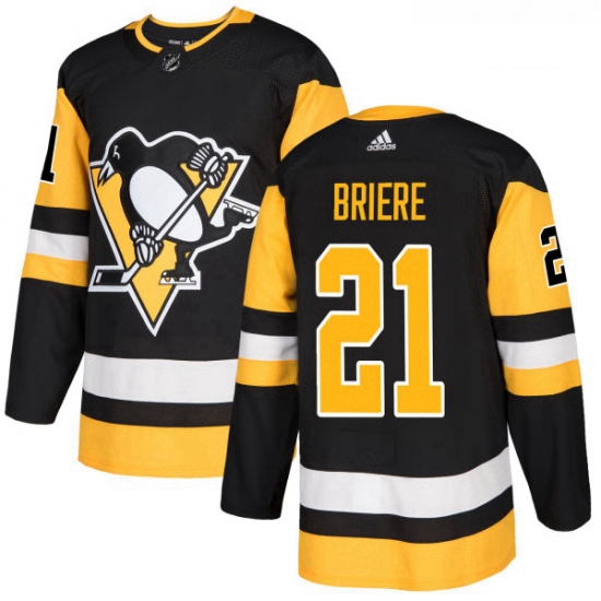 Youth Adidas Pittsburgh Penguins 21 Michel Briere Authentic Black Home NHL Jersey