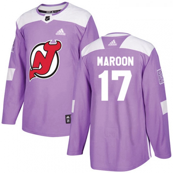 Youth Adidas New Jersey Devils 17 Patrick Maroon Authentic Purple Fights Cancer Practice NHL Jersey