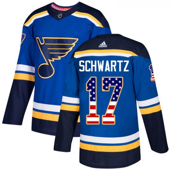 Youth Adidas St Louis Blues 17 Jaden Schwartz Authentic Blue USA Flag Fashion NHL Jersey