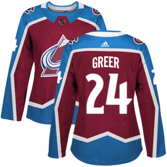 Womens Adidas Colorado Avalanche 24 AJ Greer Authentic Burgundy Red Home NHL Jersey