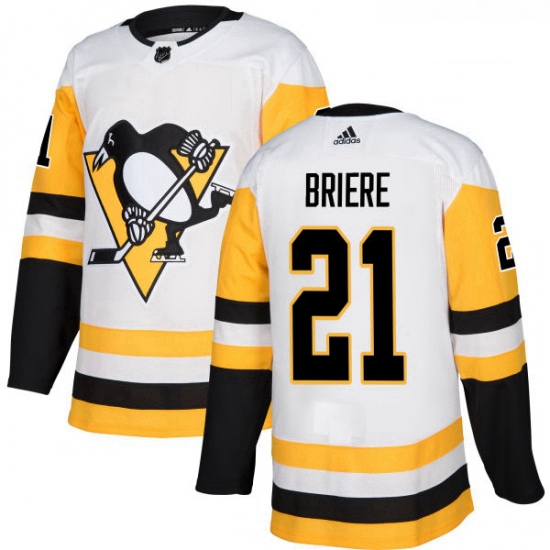 Youth Adidas Pittsburgh Penguins 21 Michel Briere Authentic White Away NHL Jersey