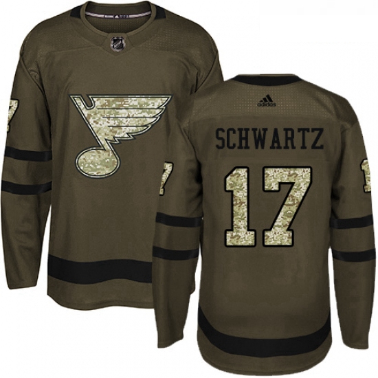 Youth Adidas St Louis Blues 17 Jaden Schwartz Premier Green Salute to Service NHL Jersey